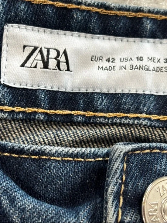 Zara Women’s Relaxed Wide Leg Jeans in Dark Blue Wash Size 10 - Picture 3 of 6